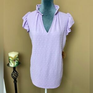 BIBI Lavender Ruffle Sleeve Blouse